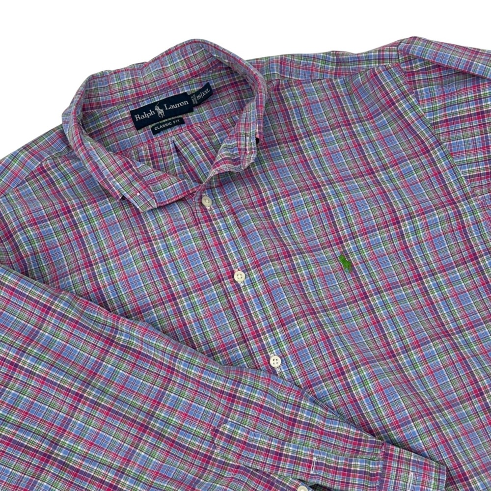 Ralph Lauren Classic Fit Plaid Button Down Shirt Mens XXL Multi Color LS